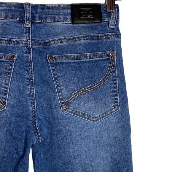 Joseph Ribkoff Mid Rise Skinny Stretch Jeans Floral Patch Black Rhinestones 2 - Picture 11 of 16